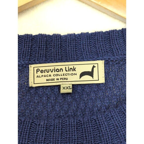 Peruvian Link Alpaca Sweater Mens XXL Blue Crewneck Quiet Luxury Travel Classic - Picture 5 of 9